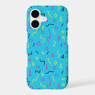 1980s Memphis Style Bright Blue Pink Yellow Retro