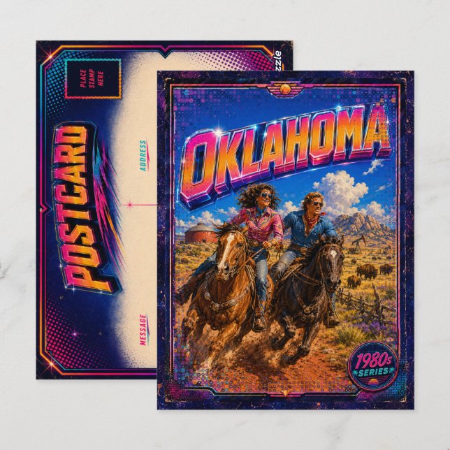 1980s Oklahoma Postcard 80s Retro (Front/Back)