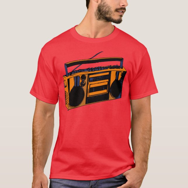 1980s Old School Retro Boombox Radio T-Shirt (Front)