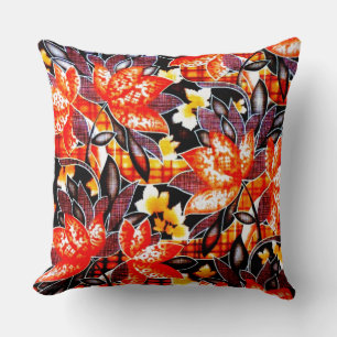 1980's Orange Leaves Pattern Cushion