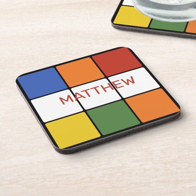 1980s Puzzle Cube Game Toy Personalised Coaster (Left Side)