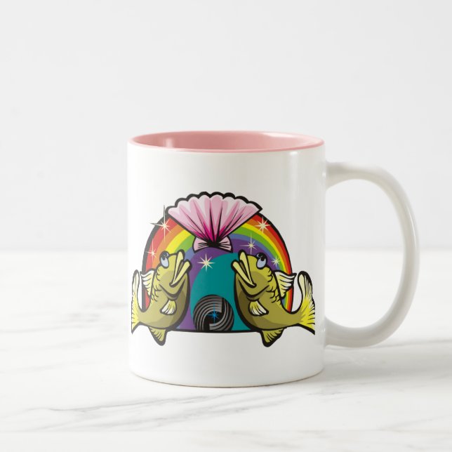 1980s Rainbow with Pisces Fish Two-Tone Coffee Mug (Right)