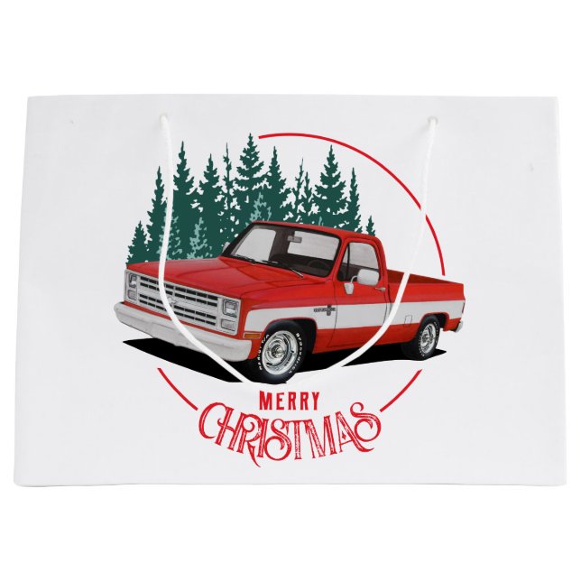 1980s Red Holiday Truck Large Gift Bag (Front)