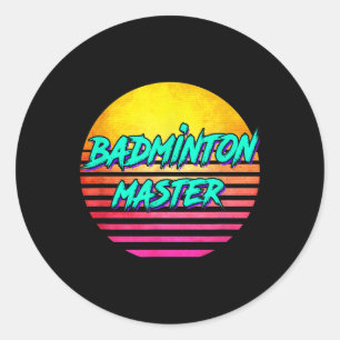 1980s Retro Badminton Master Classic Round Sticker