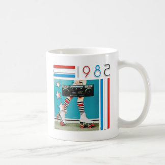 1980's Retro Boom Box and Roller Skates Design Coffee Mug