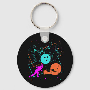 1980s Retro Style Bowler Team 80's Bowling Key Ring