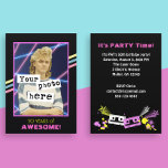 1980's Retro Style Photo Party Announcement<br><div class="desc">Vintage Retro Cool 1980’s themed photo template invitation. Customise this awesome invitation with your own totally excellent photo. Do you have the perfect photograph from those wild and crazy times in the 80’s? Did you have really big hair, a perm, or a mullet? It’s easy to upload. Your friends will...</div>