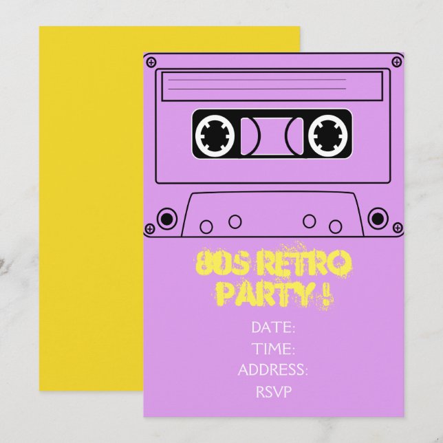 1980s retro theme party invitation (Front/Back)