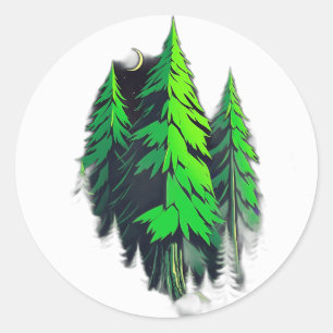 1980s Sci-Fi Geometric Forest Classic Round Sticker