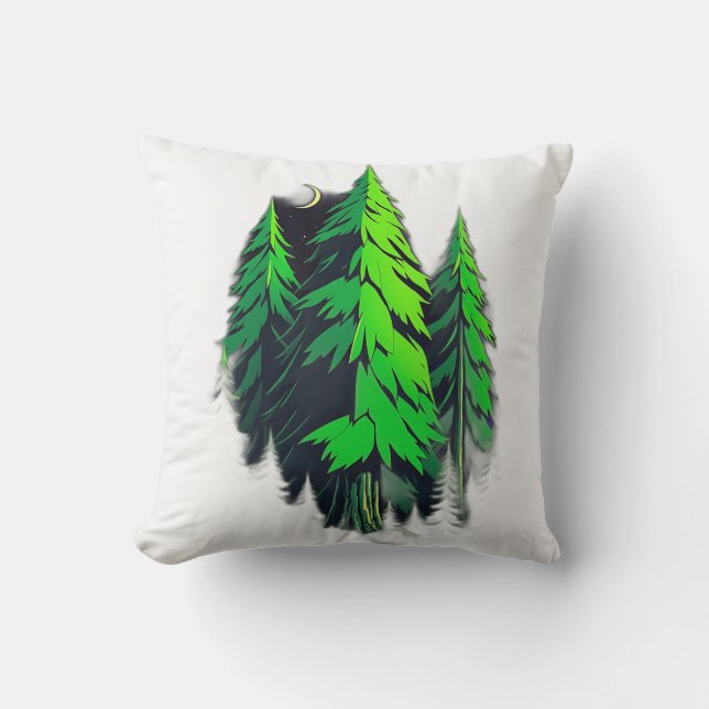 1980s Sci-Fi Geometric Forest Cushion (Front)