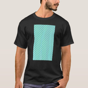 1980's Small Polkadot Geometric Pattern Aqua And W T-Shirt