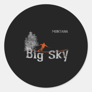 1980s Style Big Sky Montana Vintage Skiing T Shirt Classic Round Sticker
