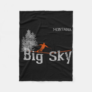 1980s Style Big Sky Montana Vintage Skiing T Shirt Fleece Blanket