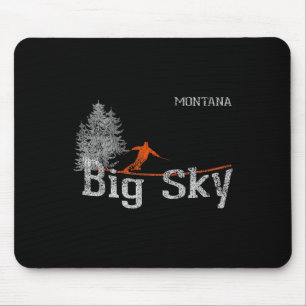 1980s Style Big Sky Montana Vintage Skiing T Shirt Mouse Pad