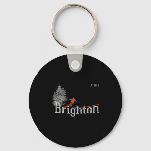 1980s Style Brighton Utah Vintage Skiing  Key Ring