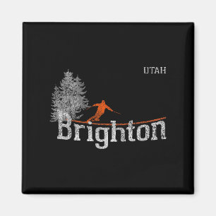 1980s Style Brighton Utah Vintage Skiing Magnet