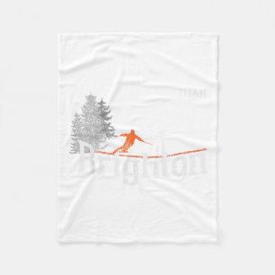 1980s Style Brighton Utah Vintage Skiing T-shirt T Fleece Blanket