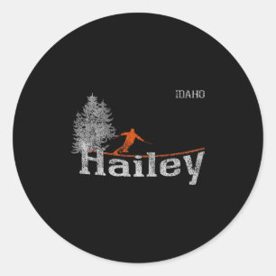 1980s Style Hailey Idaho Vintage Skiing Classic Round Sticker