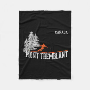 1980s Style Mont Tremblant Can. Vintage Skiing Fleece Blanket