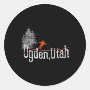 1980s Style Ogden Utah Vintage Skiing Classic Round Sticker