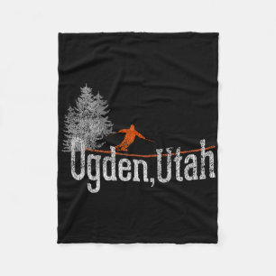 1980s Style Ogden Utah Vintage Skiing Fleece Blanket
