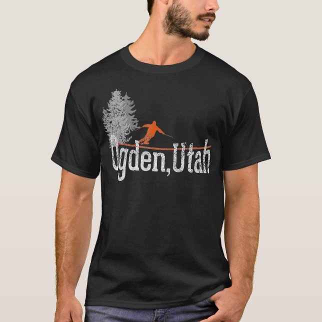 1980s Style Ogden Utah Vintage Skiing T-Shirt (Front)