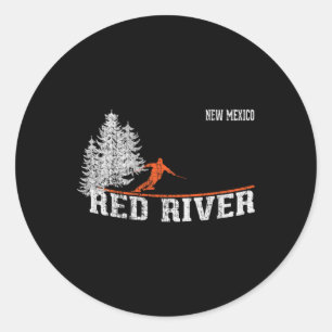 1980s Style Red River Nm Vintage Skiing Classic Round Sticker