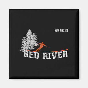 1980s Style Red River Nm Vintage Skiing Magnet