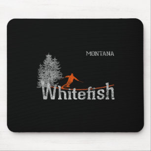 1980s Style Whitefish Montana Vintage Skiing  Mouse Pad