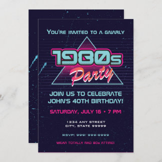 1980s Totally Rad Birthday Party Invitation