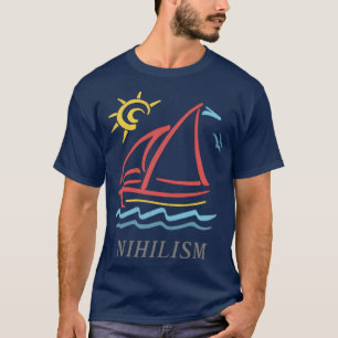 1980s Vintage Style Nihilism Aesthetic Sailboat Fa T-Shirt