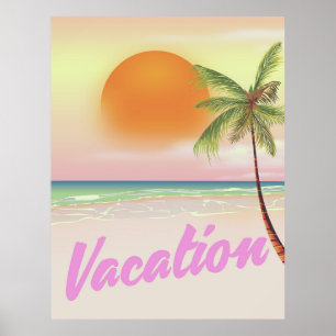 1980s vintage Vacation beach poster
