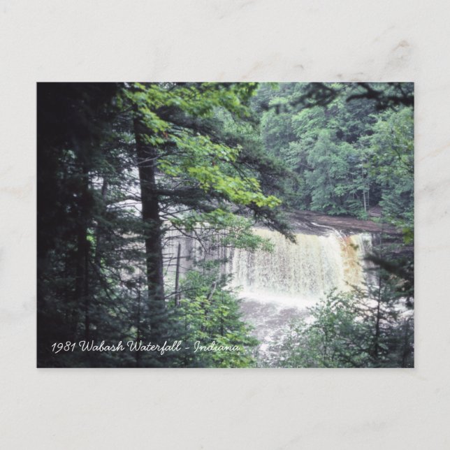 1980's Wabash River Waterfall Indiana Beautiful Postcard (Front)