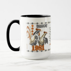 1981 1921 Chinese zodiac metal rooster born Aries Mug