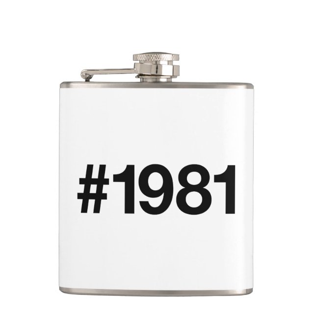 1981 Hashtag 44 Birthday Anniversary Hip Flask (Front)