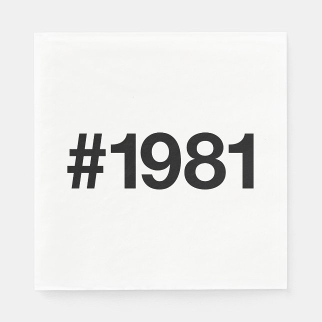 1981 Hashtag 44 Birthday Anniversary Napkin (Front)