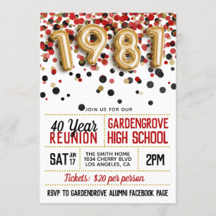 1981 High School College Reunion Invitation