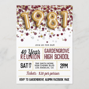 1981 High School College Reunion Invitation