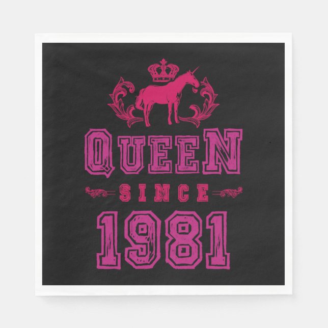 1981 Queen Unicorn Napkin (Front)