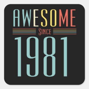 1981 Vintage Birthday Square Sticker