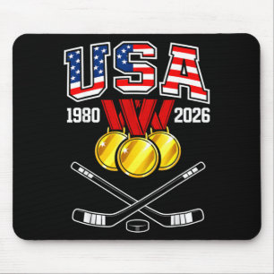 1982 2026 Hockey Vintage Usa Crossed Sticks Mouse Pad