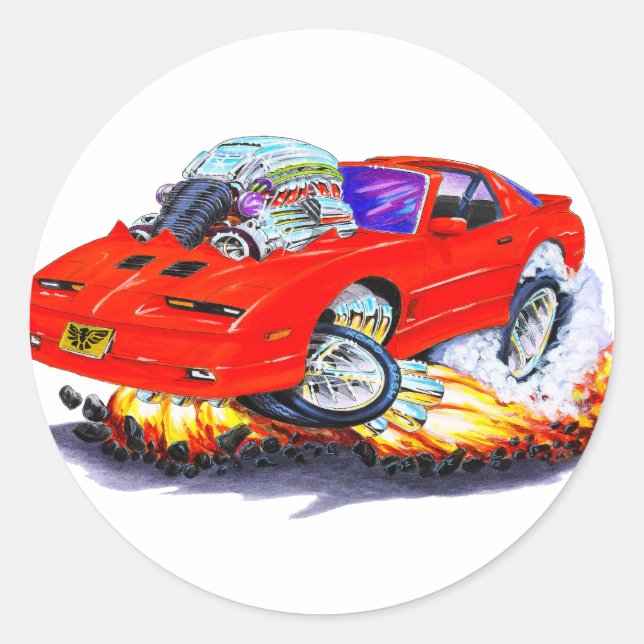 1982-92 Trans Am Red Car Classic Round Sticker (Front)