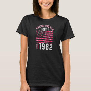 1982 Birthday 40 Years Old Womens Pink Camo Usa Fl T-Shirt