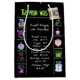1982 Birthday Trivia Fun Fact Medium Gift Bag