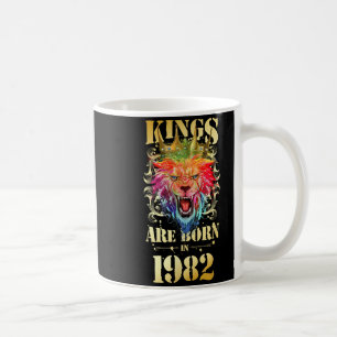 1982 Born King Crown Lion Birthday Quote Coffee Mug