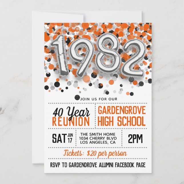 1982 High School College Reunion Invitation (Front)