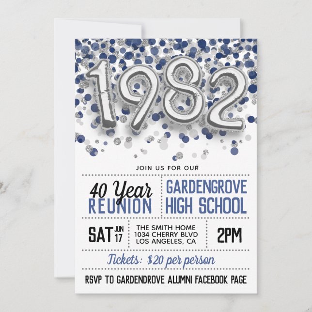 1982 High School College Reunion Invitation (Front)