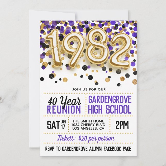 1982 High School College Reunion Invitation (Front)