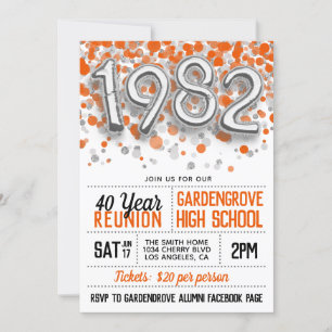1982 High School College Reunion Invitation