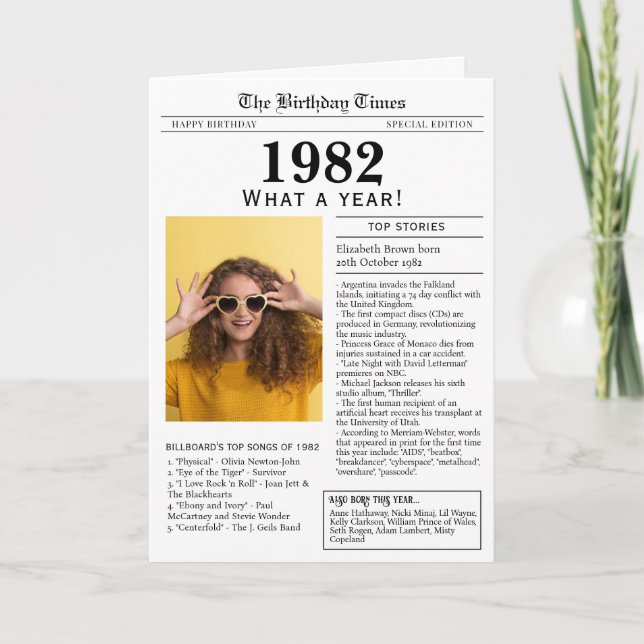 1982 Newspaper Birthday card (Front)